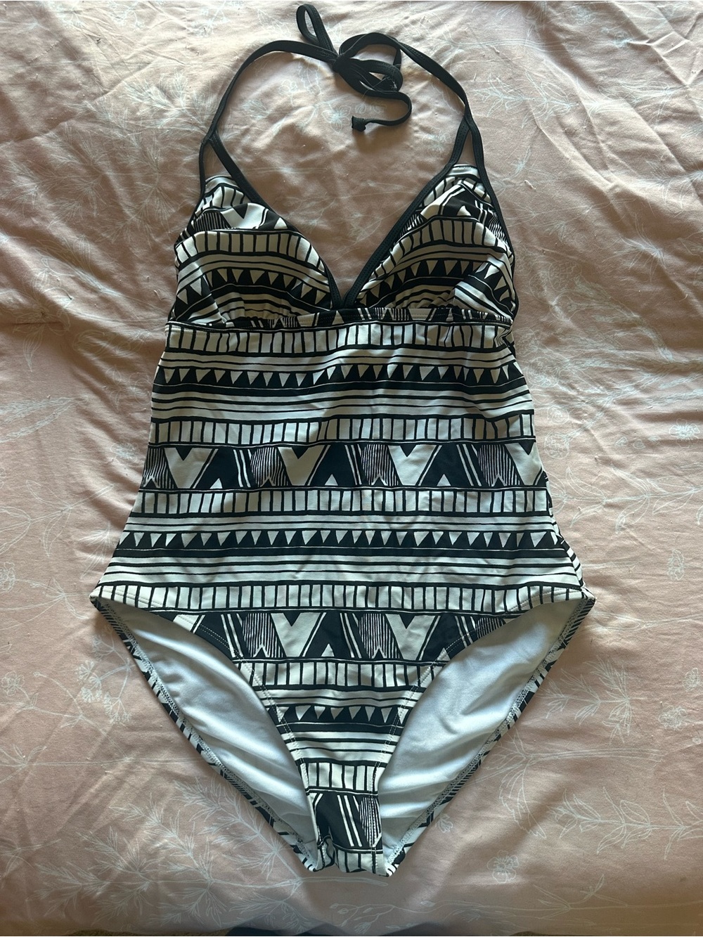 Old Navy Black and White Geometric One-Piece